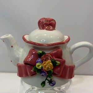 Bella Casa by Ganz Floral Tea Pot, Tea cup vintage collectible. (7" w. X  5" h)